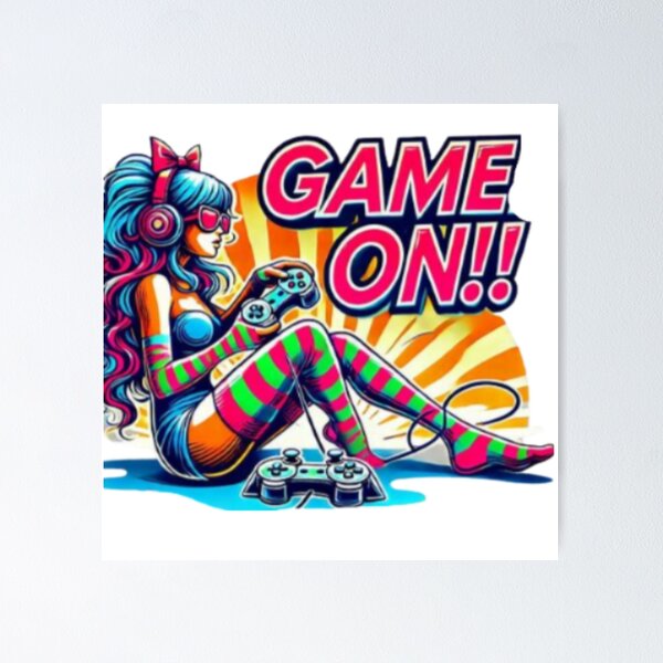 Artikel-Vorschau von Gamer Girl mit dem Spruch "GAME ON", designt und verkauft von Shs-Kenya.