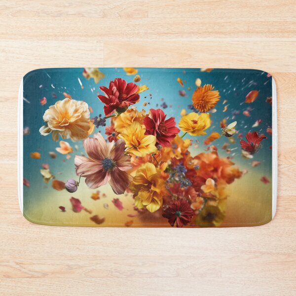Item preview, Beautiful spring flowers flying in the air, against teal background. Creative spring floral layout. Minimal birthday, valentines or wedding concept designed and sold by anytka.
