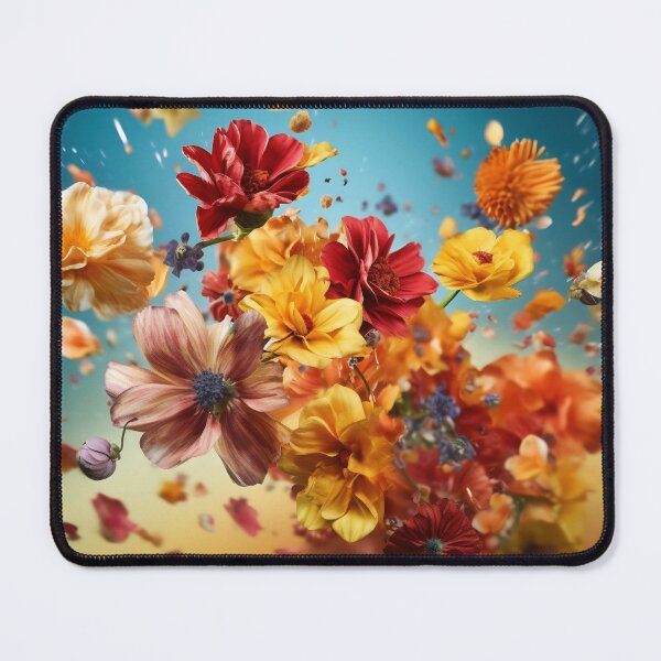 Item preview, Beautiful spring flowers flying in the air, against teal background. Creative spring floral layout. Minimal birthday, valentines or wedding concept designed and sold by anytka.