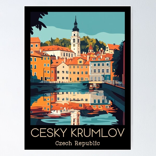 Artikel-Vorschau von Ein Vintage-Reiseplakat von Cesky Krumlov - Tschechische Republik, designt und verkauft von GoodOldVintage.