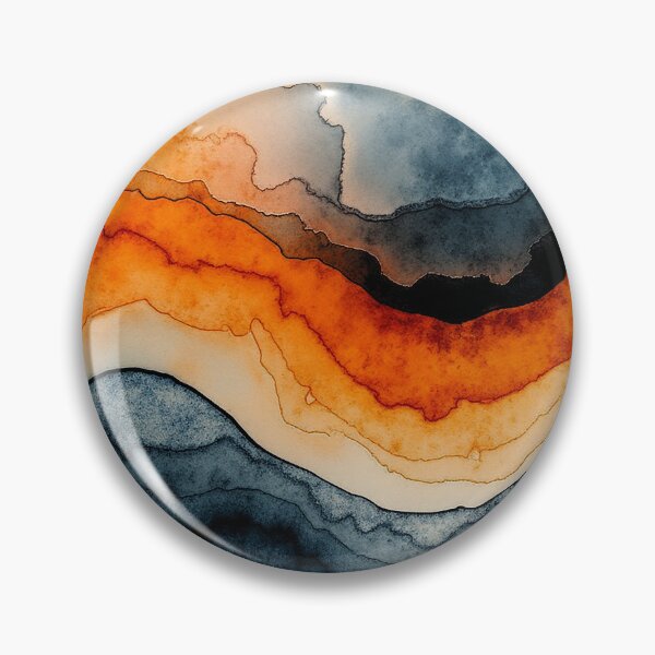 Item preview, Wave orange navy marbled abstract, alcool ink, patterns that mimic the fluidity of water or the veining found in natural stone like marble or agate designed and sold by Collagedream.