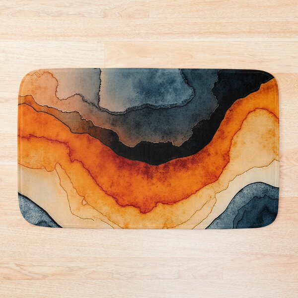 Item preview, Wave orange navy marbled abstract, alcool ink, patterns that mimic the fluidity of water or the veining found in natural stone like marble or agate designed and sold by Collagedream.