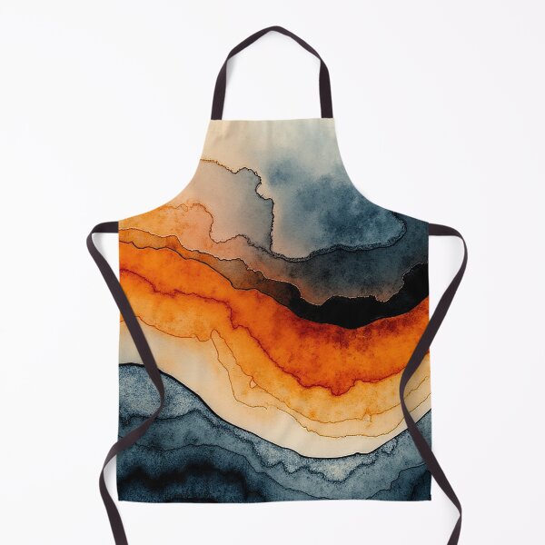 Item preview, Wave orange navy marbled abstract, alcool ink, patterns that mimic the fluidity of water or the veining found in natural stone like marble or agate designed and sold by Collagedream.