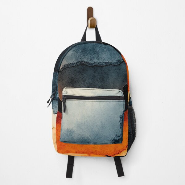 Item preview, Wave orange navy marbled abstract, alcool ink, patterns that mimic the fluidity of water or the veining found in natural stone like marble or agate designed and sold by Collagedream.