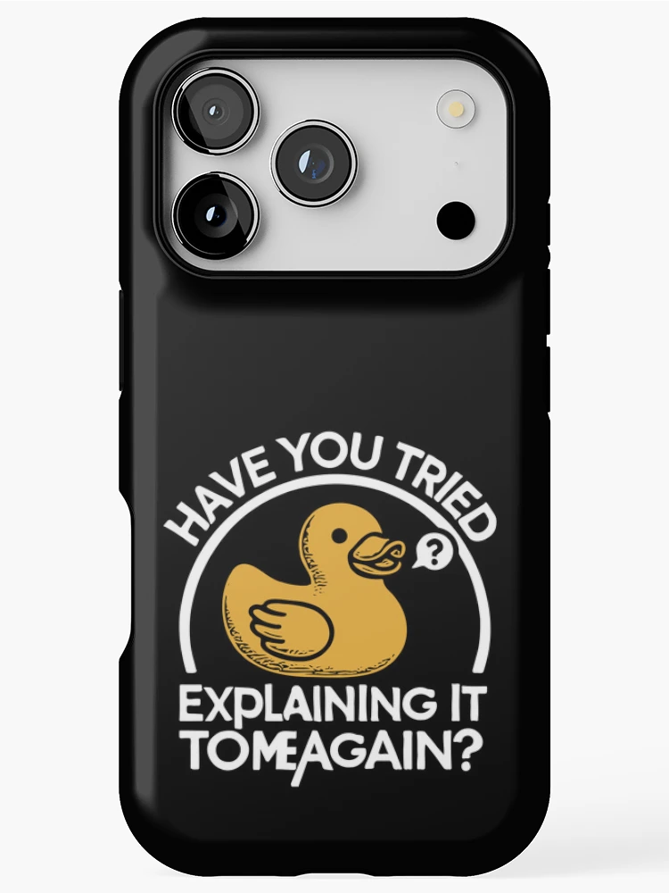Thumbnail 1 of 4, iPhone Case, Rubberduck Debugging: Coding Humor for Programmers designed and sold by bearification.