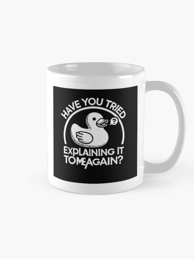 Thumbnail 3 of 6, Coffee Mug, Rubberduck Debugging: Coding Humor for Programmers designed and sold by bearification.