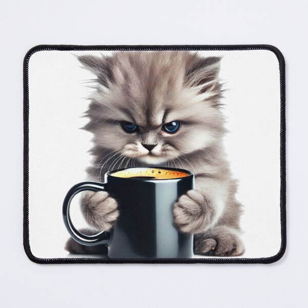 Item preview, An angry little kitten / cat with a cup of black coffee. designed and sold by Vetagio.