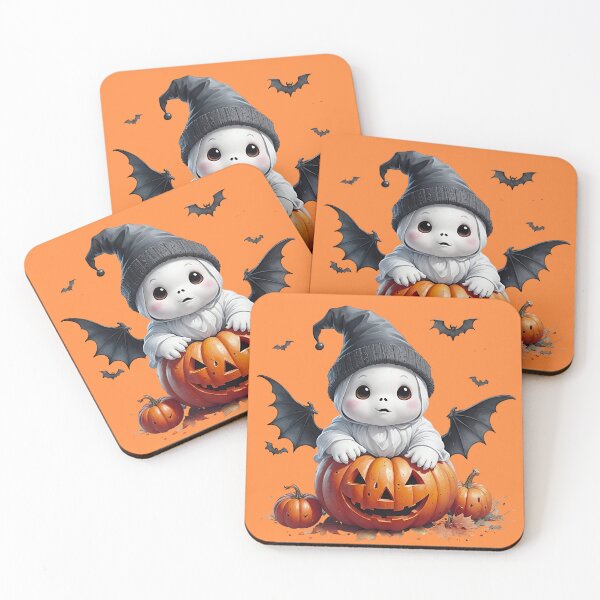 Item preview, Little Haunted Ghost on Halloween: Baby Ghost with Bat Wings Coming Out of a Pumpkin, Decorated with Bats - Parties - For T-Shirt, Hoodie, Mug and More designed and sold by MUGpro.