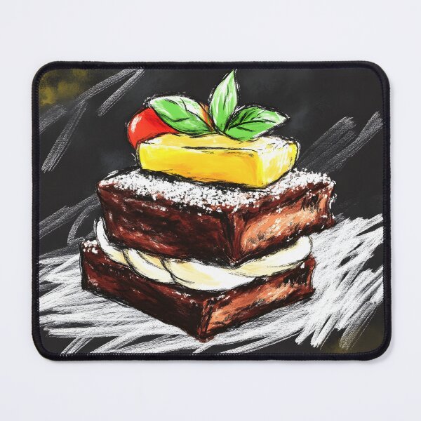 Item preview, Decadent Brownie Layers - Chocolate Dessert with Cream, Fruit, and Cherry Elegance designed and sold by OlfactoART Studio.