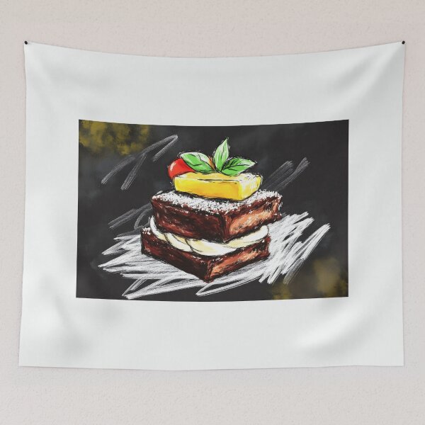 Item preview, Decadent Brownie Layers - Chocolate Dessert with Cream, Fruit, and Cherry Elegance designed and sold by OlfactoART Studio.