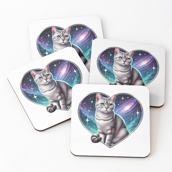 Item preview, Cosmic Cat Heart Design: Galactic Serenity with a Silver Tabby designed and sold by CritterManiaUK.