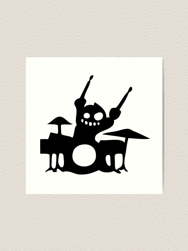 Drum Cartoon Drummer Music Batteur Batterie Art Print By Huggymauve Redbubble