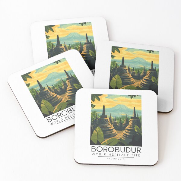 Item preview, A Vintage Travel Poster of Borobudur - Indonesia designed and sold by GoodOldVintage.