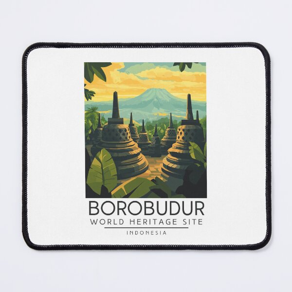 Item preview, A Vintage Travel Poster of Borobudur - Indonesia designed and sold by GoodOldVintage.