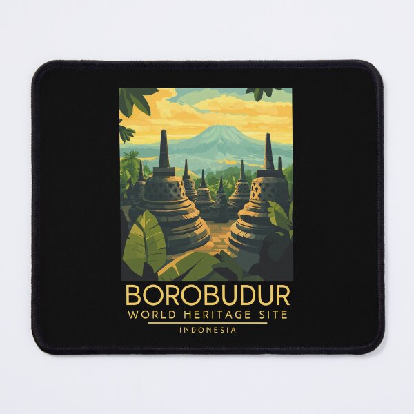 Item preview, A Vintage Travel Poster of Borobudur - Indonesia designed and sold by GoodOldVintage.