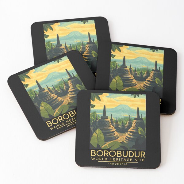 Item preview, A Vintage Travel Poster of Borobudur - Indonesia designed and sold by GoodOldVintage.