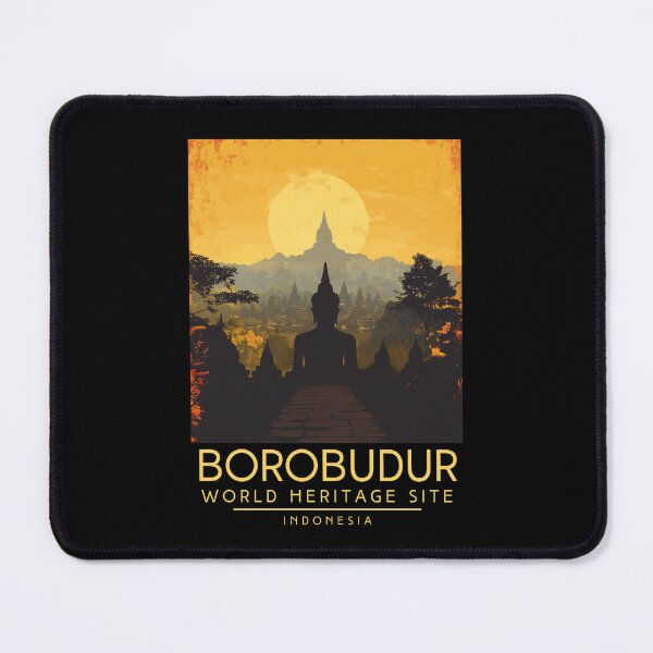 Item preview, A Vintage Travel Poster of Borobudur - Indonesia designed and sold by GoodOldVintage.
