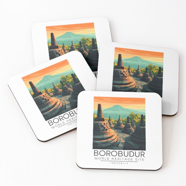 Item preview, A Vintage Travel Poster of Borobudur - Indonesia designed and sold by GoodOldVintage.