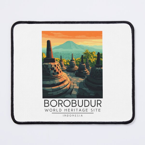 Item preview, A Vintage Travel Poster of Borobudur - Indonesia designed and sold by GoodOldVintage.