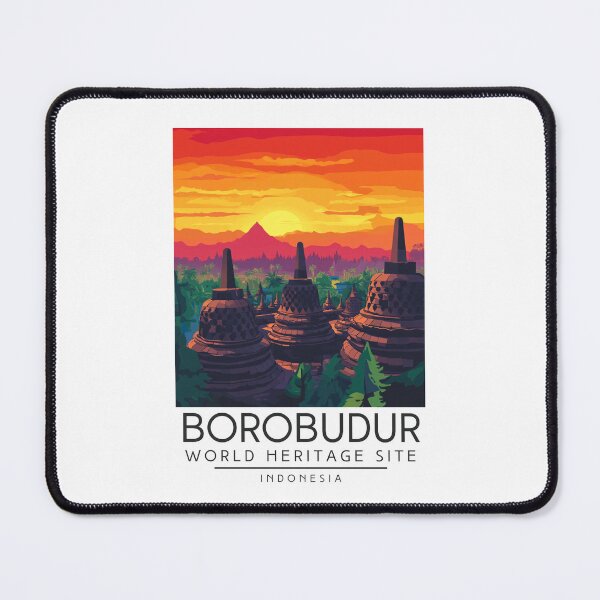 Item preview, A Vintage Travel Poster of Borobudur - Indonesia designed and sold by GoodOldVintage.