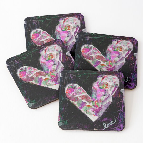 Item preview, Love Heart Collage in Purple Mixed Media Art designed and sold by KATHLEEN TENNANT ART.