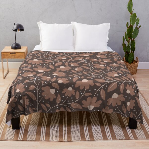 Item preview, Large Big Boho Daisy - Mocha Mousse - Hand Drawn Brown Flowers on Dark designed and sold by BlueLela.