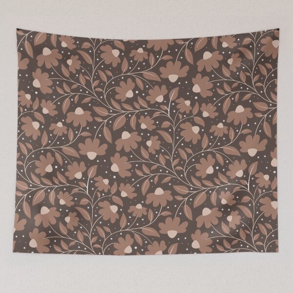 Item preview, Large Big Boho Daisy - Mocha Mousse - Hand Drawn Brown Flowers on Dark designed and sold by BlueLela.