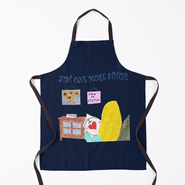 Item preview, Just One More Stitch! (Blonde with Dark Blue background) designed and sold by DeeDeee1970.
