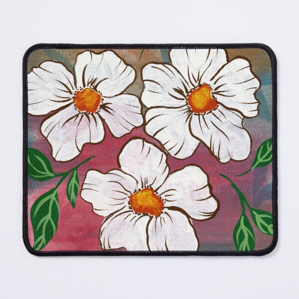 Item preview, Gouache all over floral painterly white and brow flowers in multi color background designed and sold by JasmineGDesigns.