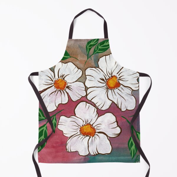 Item preview, Gouache all over floral painterly white and brow flowers in multi color background designed and sold by JasmineGDesigns.
