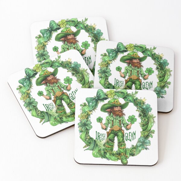 Item preview, Adorable St. Patrick's Day Leprechaun with Clover Wreaths - Cute Watercolor Cartoon Vector designed and sold by AnnDesignStudio.