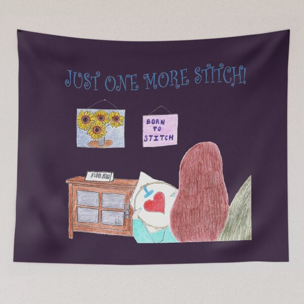 Item preview, Just One More Stitch! (Purple background) designed and sold by DeeDeee1970.