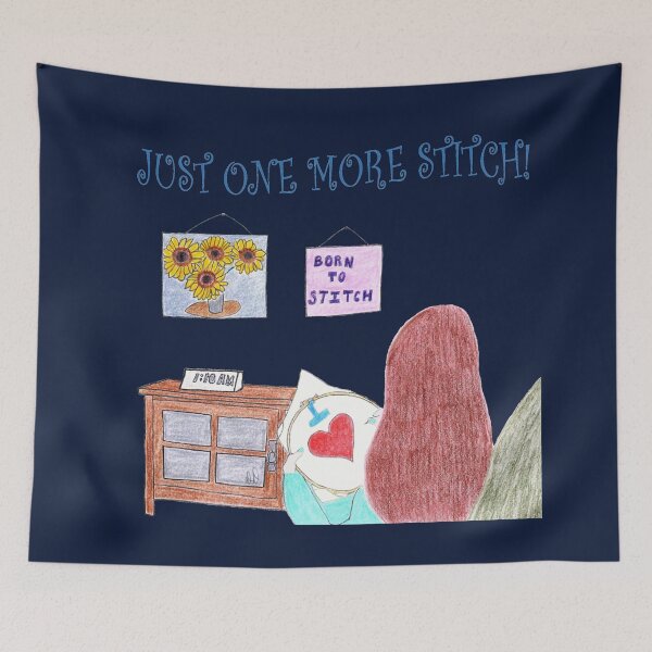 Item preview, Just One More Stitch! (Navy Blue background) designed and sold by DeeDeee1970.