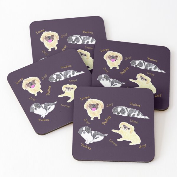 Item preview, Love, Joy, & Cute Peke Puppy Dogs (Purple with Gold letters) designed and sold by DeeDeee1970.
