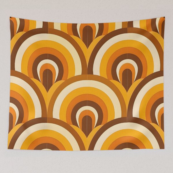 Item preview, Abstract Brown Orange Yellow Symmetric Retro 70s Pattern designed and sold by CoolMantras.