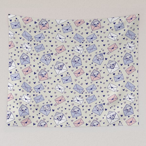 Item preview, Hearts, written letters and envelopes pattern designed and sold by SpiritedArtwork.