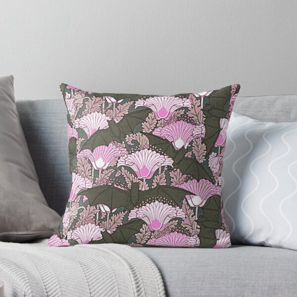 Item preview, VINTAGE GREY BATS & PINK LILIES ART designed and sold by sharlesart.