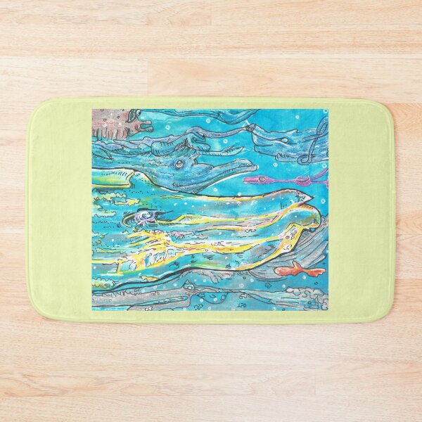 Item preview, Space whale in blues and yellow painting designed and sold by CrittersByLola.