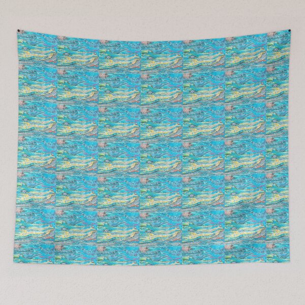 Item preview, Space whale in blues and yellow painting designed and sold by CrittersByLola.