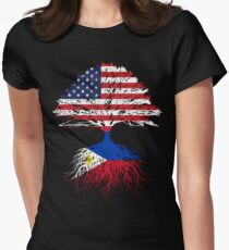 Filipino Roots American Grown Philippines Flag Design Women's Fitted T-Shirt