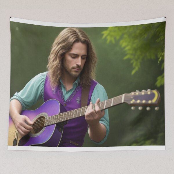 Item preview, Man Playing Guitar In The Woods designed and sold by highplacidity.