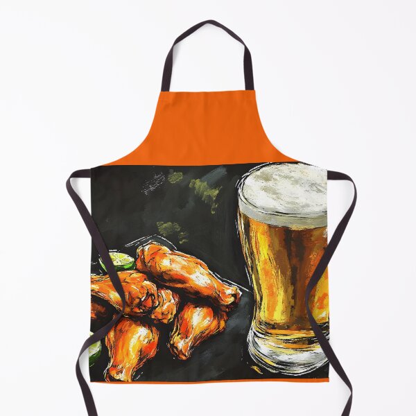 Item preview, Frothy Mug of Beer with Crispy Chicken Wings and Lime Slices Beer Snacks Delight designed and sold by OlfactoART Studio.