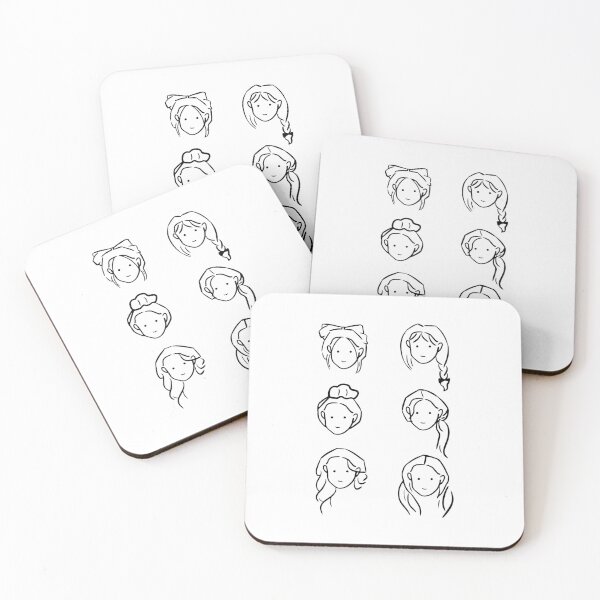Item preview, Charming Girl Hairstyle Doodles: Minimalist Black & White Art designed and sold by RM-Journey.