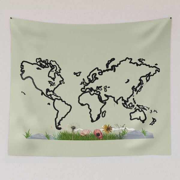 Item preview, World Map: Earth and Flowers T-shirts designed and sold by SoundsoftheSun.