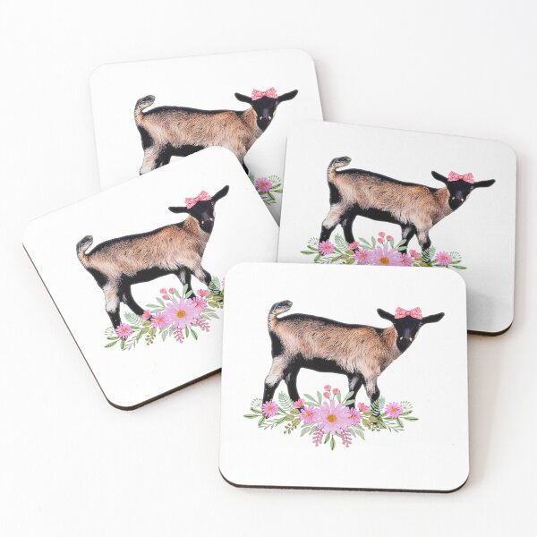 Item preview, Cute Baby goat, Alpine goat with bow and flowers designed and sold by CritterCapers.