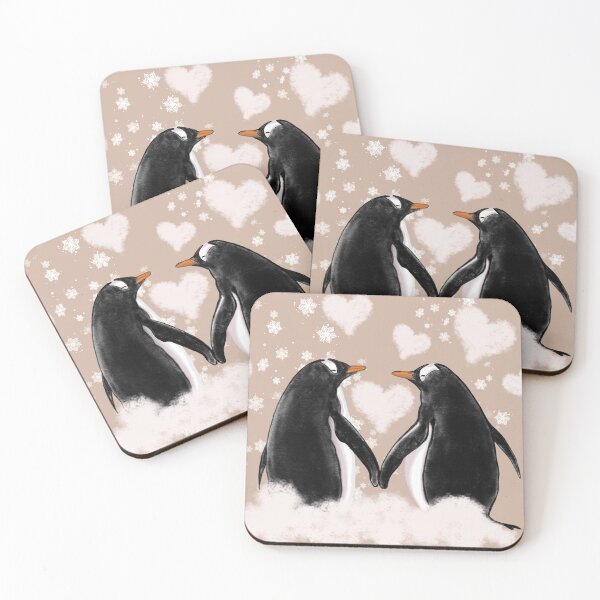 Item preview, Adorable Love Between Two Penguins – Cute Penguin Illustration for Couples designed and sold by Pandositive.