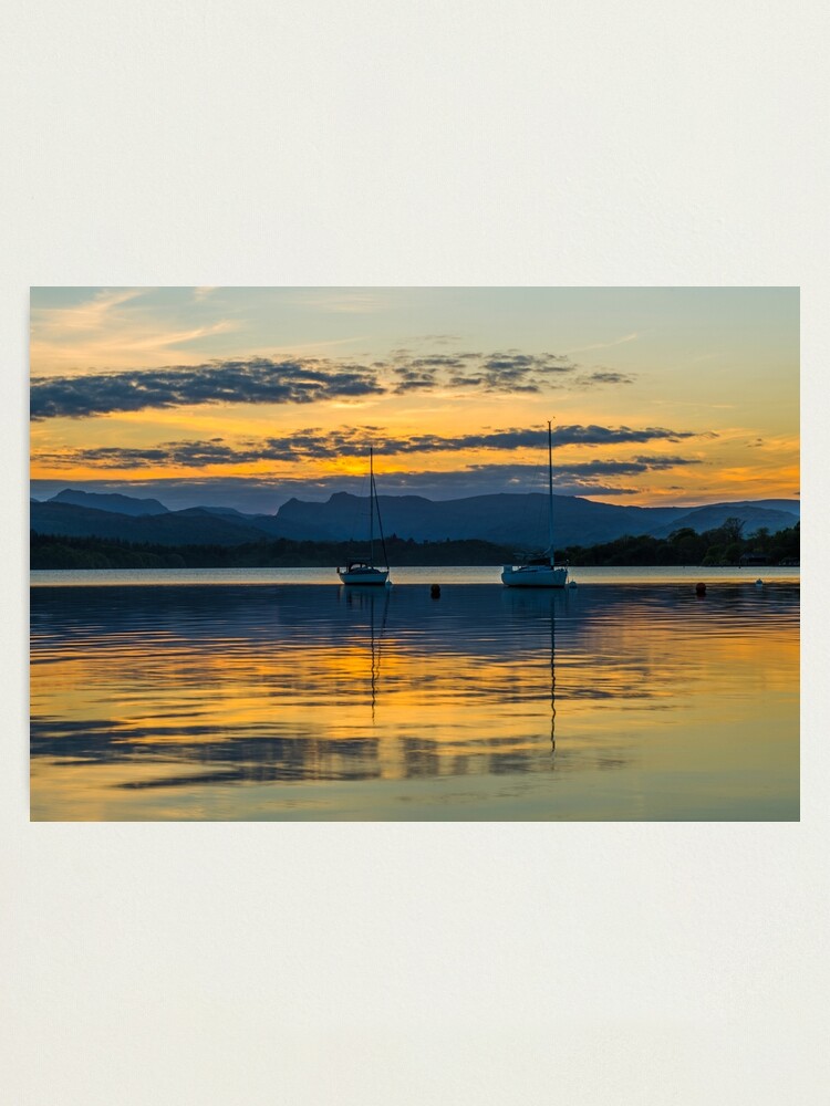 Sunset over Lake Windermere. Millerground, Lake District, Cumbria, UK. (Wall Art. Fine Art outlet Print. Canvas. Landscape Photography Gift)