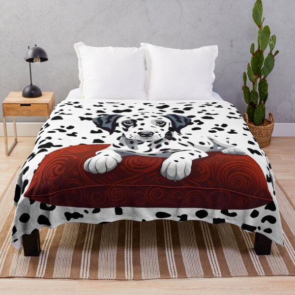 Item preview, Dalmatian Dog Puppy On Red Pillow White Background designed and sold by Ciervo Primavera.