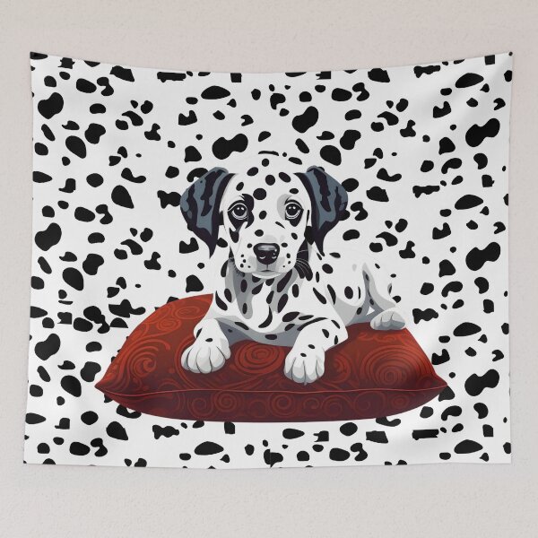 Item preview, Dalmatian Dog Puppy On Red Pillow White Background designed and sold by Ciervo Primavera.