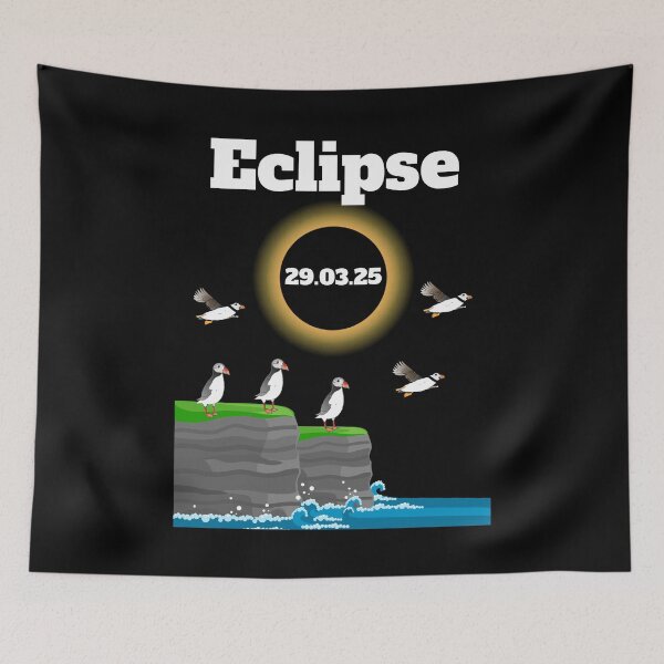 Item preview, Solar eclipses 29 March 2025 eclipse Puffin lover sea cliffs    designed and sold by Artstastic.